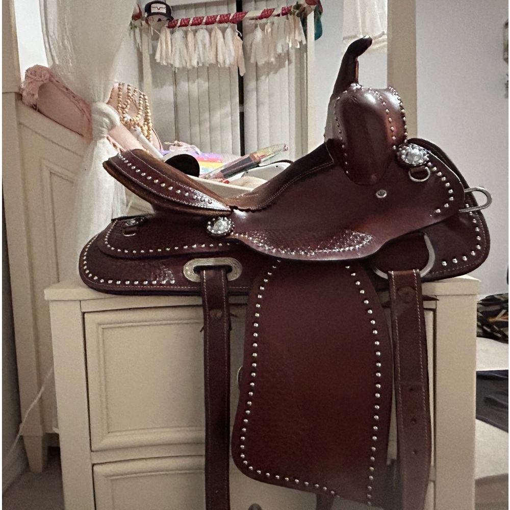 This saddle doesn’t fit my horse. Used a handful of times. Beautiful saddle!